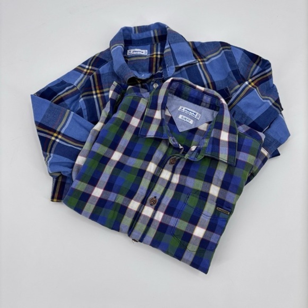Mayoral boys button up Plaid Shirt bundle size 5 preppy academia y2k 90s cotton